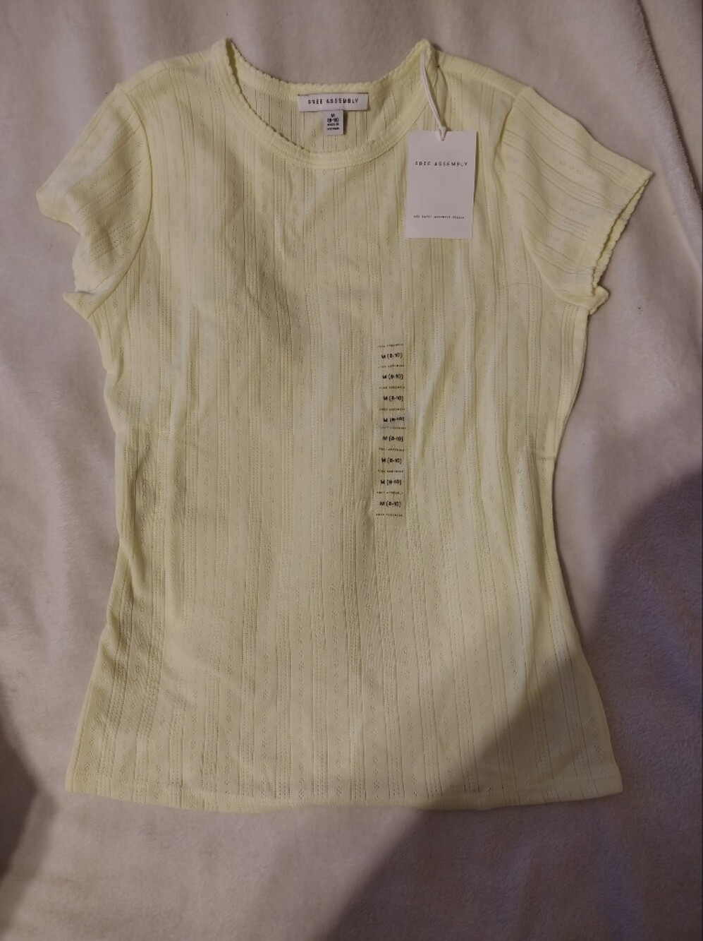 Sleeve Ribbed Tee by Free Assembly in Pale Yellow